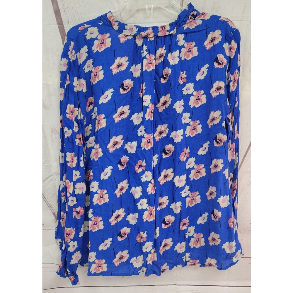 Lucky Brand Size Large Blue Floral Long Sleeve Shirt - Picture 3 of 5